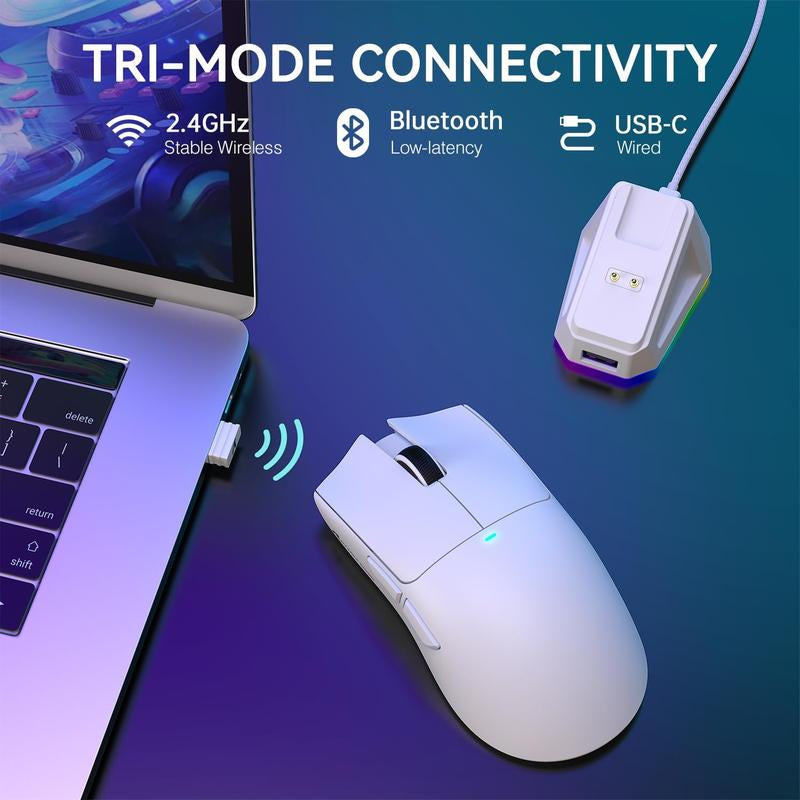 ATTACK SHARK X11 Lightweight Wireless Gaming Mouse with RGB Charging Dock,Tri-Mode-2.4G/Usb-C Wired/Bt,22K DPI,PAW3311 Optical Sensor,5 Programmable Buttons for Pc/Mac. Gamingmice Budget Gamingmouse Bluetooth Mouse
