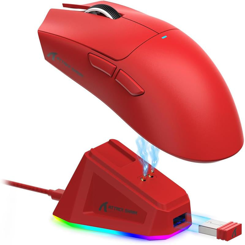 ATTACK SHARK X11 Lightweight Wireless Gaming Mouse with RGB Charging Dock,Tri-Mode-2.4G/Usb-C Wired/Bt,22K DPI,PAW3311 Optical Sensor,5 Programmable Buttons for Pc/Mac. Gamingmice Budget Gamingmouse Bluetooth Mouse