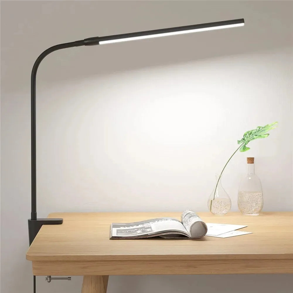 LED Desk Lamp Single Double Head with Stepless Dimming 3 Color Eye-Caring for Home Office Reading Light Adjustable Flexible Lamp