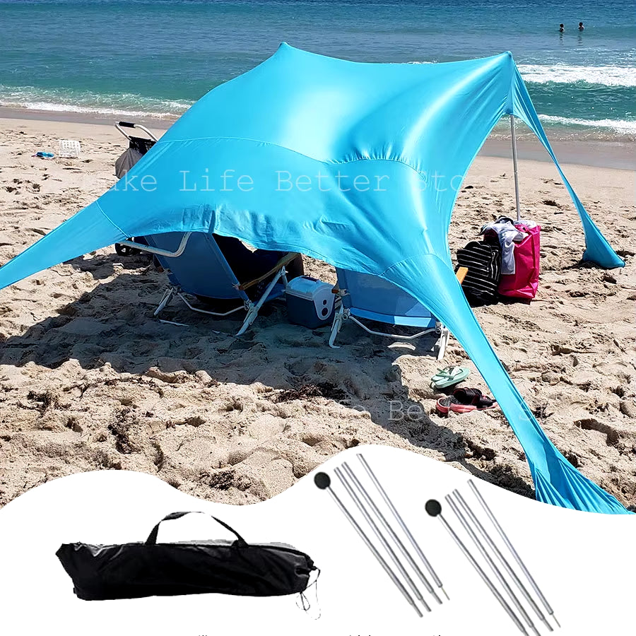 Beach Tent Sunshade Awning Ultralight Sun Shelter for Sea Outdoor UV Resistant Patio Shade Sun Awning for the Beach Sun Awning
