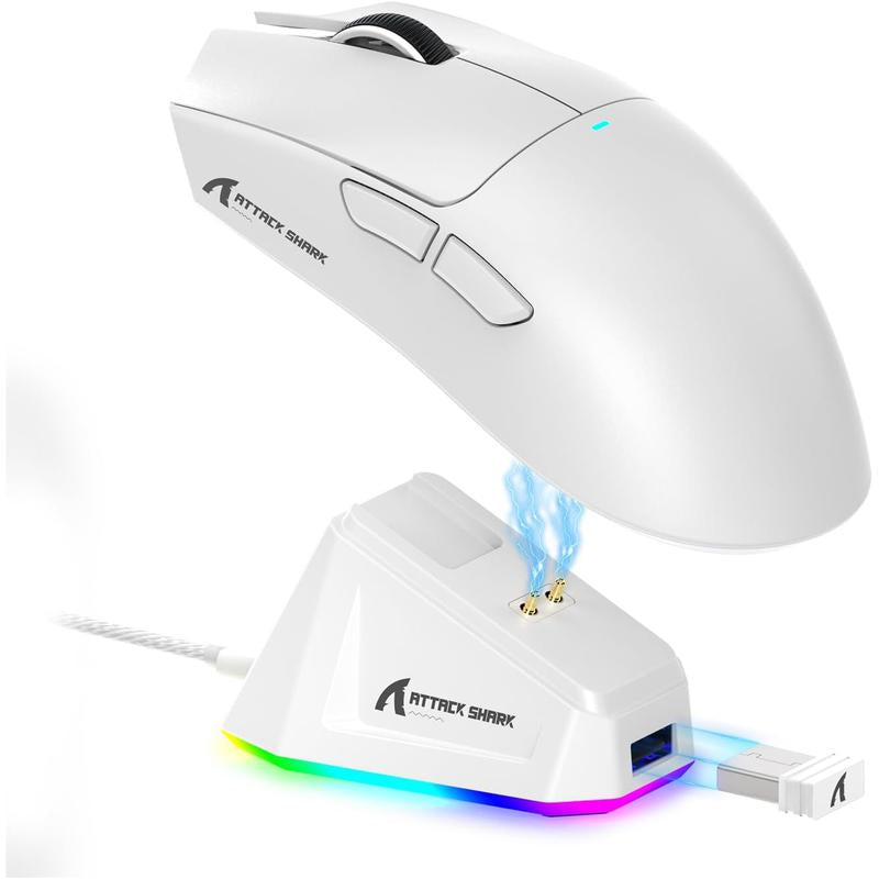 ATTACK SHARK X11 Lightweight Wireless Gaming Mouse with RGB Charging Dock,Tri-Mode-2.4G/Usb-C Wired/Bt,22K DPI,PAW3311 Optical Sensor,5 Programmable Buttons for Pc/Mac. Gamingmice Budget Gamingmouse Bluetooth Mouse