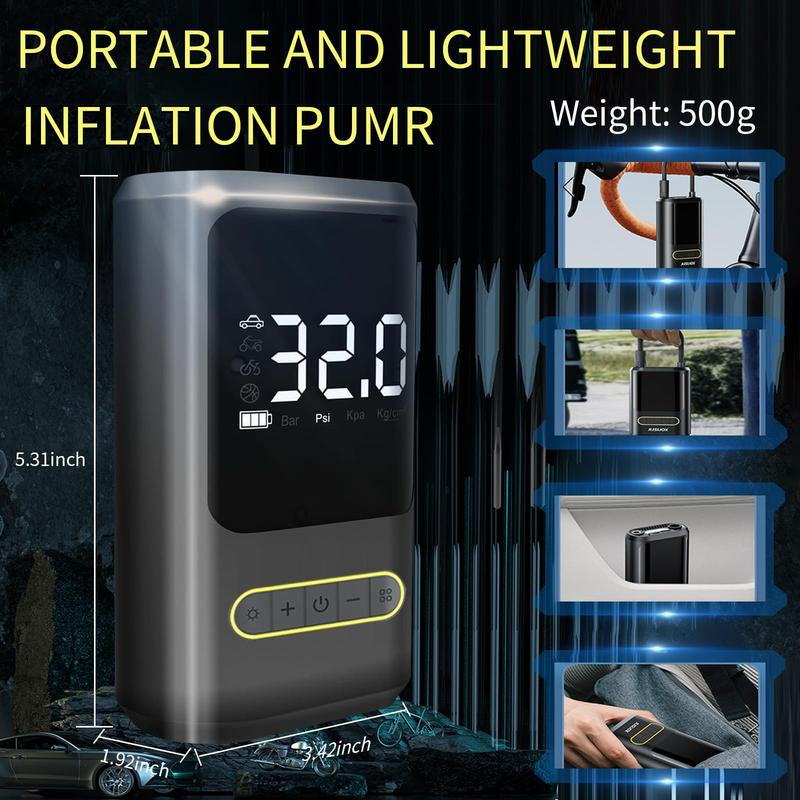 LEIBOO Portable Tire Inflator with Pressure Gauge – Smart Air Compressor Pump for Car, Motorcycle & Bike Tires - Auto Accessorie!(Ce, FCC Certification)