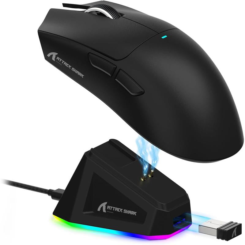 ATTACK SHARK X11 Lightweight Wireless Gaming Mouse with RGB Charging Dock,Tri-Mode-2.4G/Usb-C Wired/Bt,22K DPI,PAW3311 Optical Sensor,5 Programmable Buttons for Pc/Mac. Gamingmice Budget Gamingmouse Bluetooth Mouse