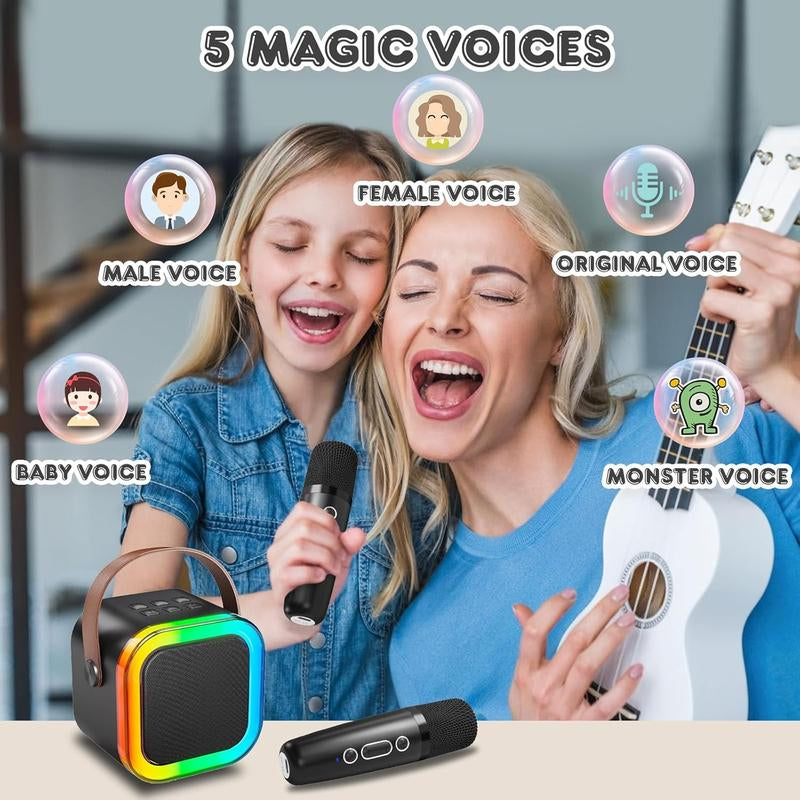 HITOZON Portable Wireless Karaoke Speaker with Wireless Microphone,Hifi Stereo Sound KTV Speaker System,Wireless Speaker with RGB LED Lights,Modified Voice,Karaoke Machine for Outdoor,Travel, Best Gift for Home Party,Birthday Gift Speaker Bluetooth Audio