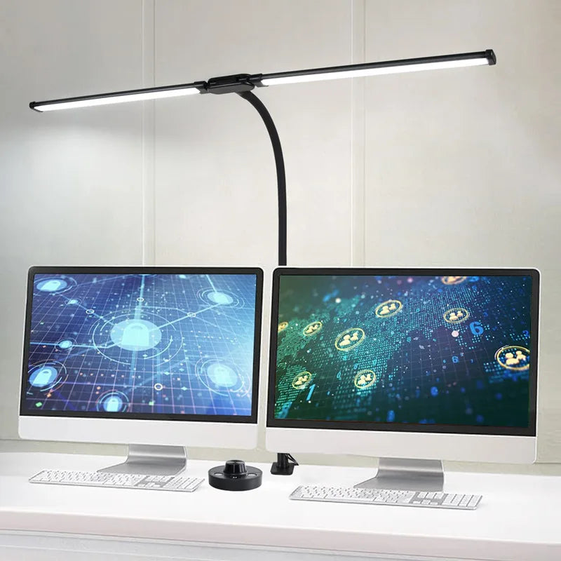 LED Desk Lamp Single Double Head with Stepless Dimming 3 Color Eye-Caring for Home Office Reading Light Adjustable Flexible Lamp