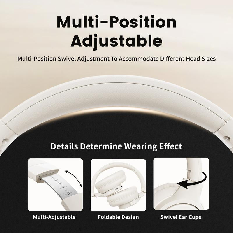 【NO Anc】Electronic Wireless Bluetooth Headphones Over-Ear, Deep Bass Hi-Fi Stereo, 65H Playtime, Foldable Lightweight Headset with Mic for Ios/Android/Pc Headset Earbud Headphonesbluetooth Black #Warmupforholidays