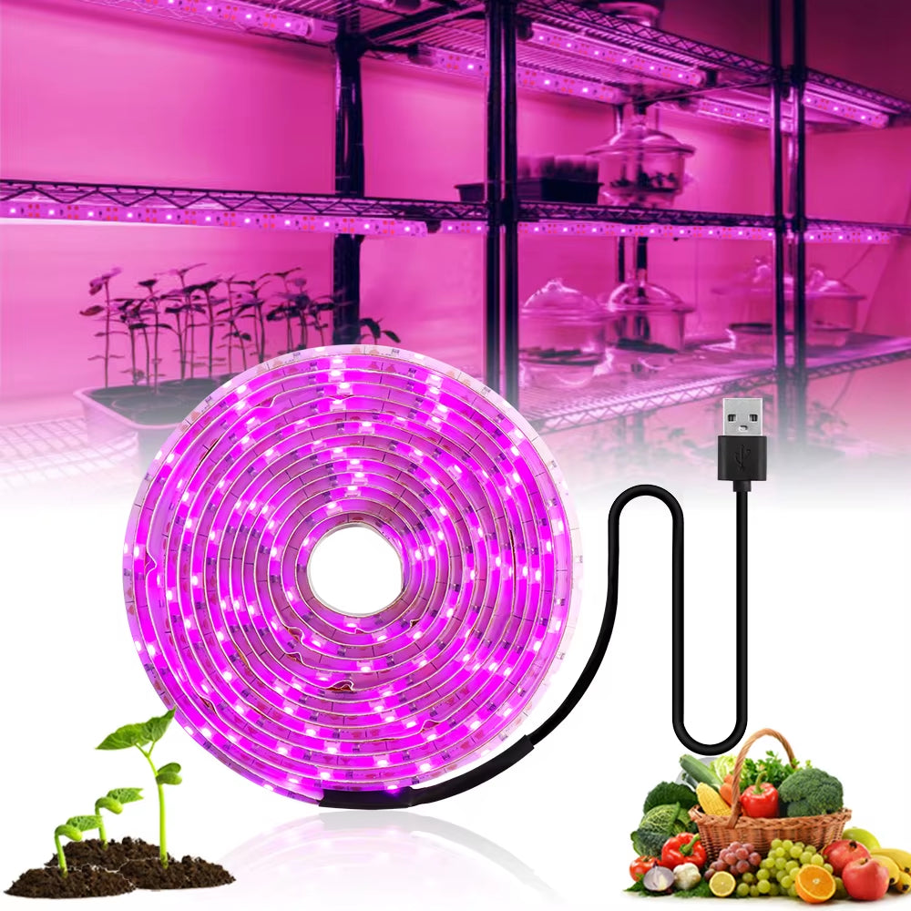 LED Grow Light Full Spectrum 5V USB Grow Light Strip 2835 LED Phyto Lamps for Plants Greenhouse Hydroponic Growing 0.5M 1M 2M 3M