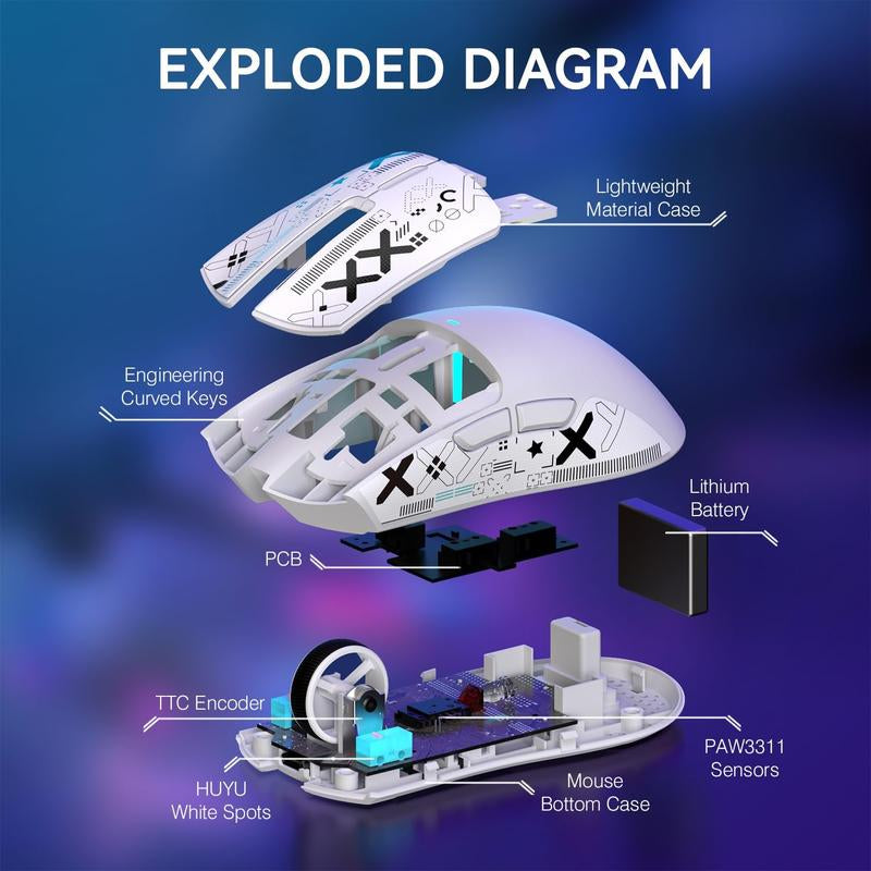 ATTACK SHARK X11 Lightweight Wireless Gaming Mouse with RGB Charging Dock,Tri-Mode-2.4G/Usb-C Wired/Bt,22K DPI,PAW3311 Optical Sensor,5 Programmable Buttons for Pc/Mac. Gamingmice Budget Gamingmouse Bluetooth Mouse