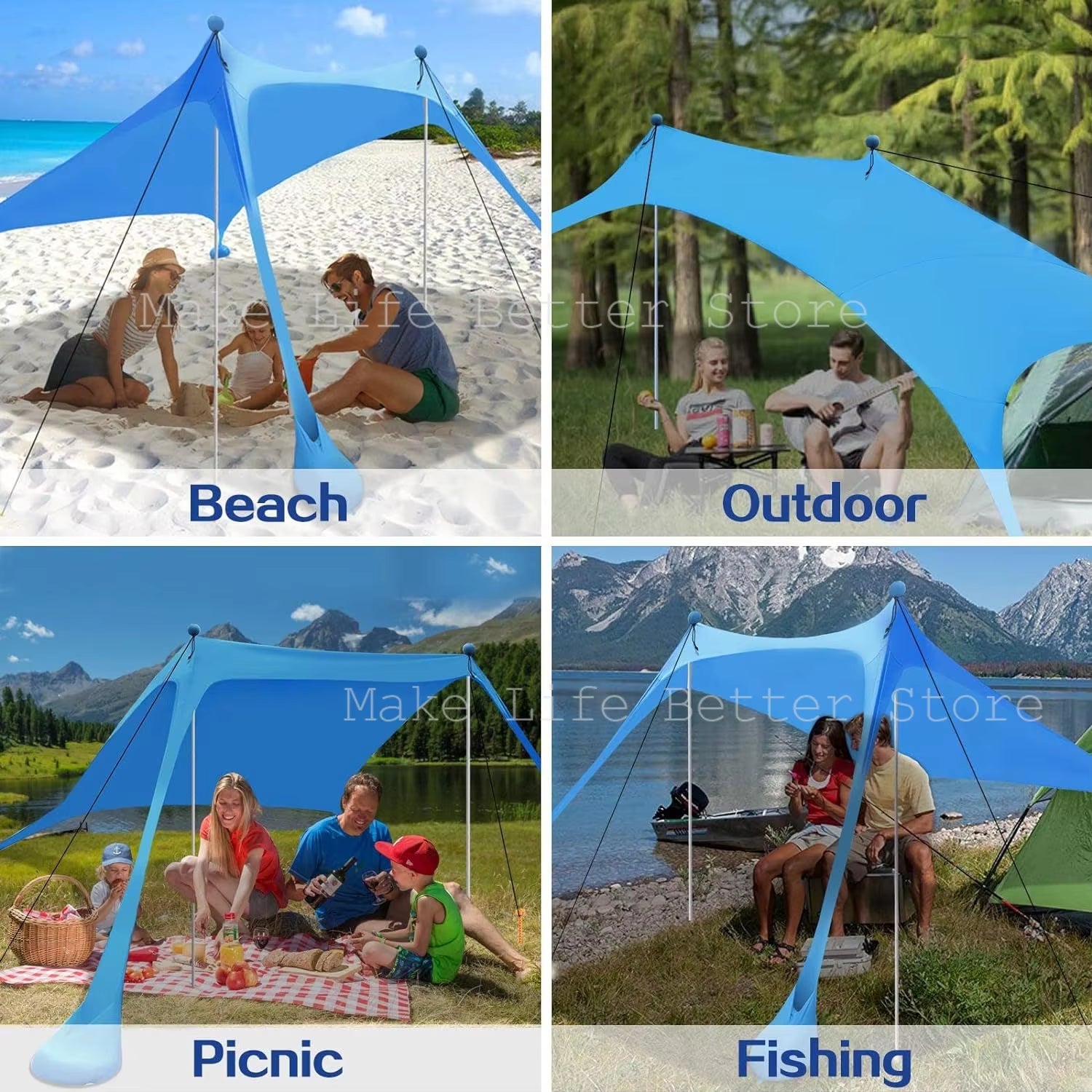 Beach Tent Sunshade Awning Ultralight Sun Shelter for Sea Outdoor UV Resistant Patio Shade Sun Awning for the Beach Sun Awning