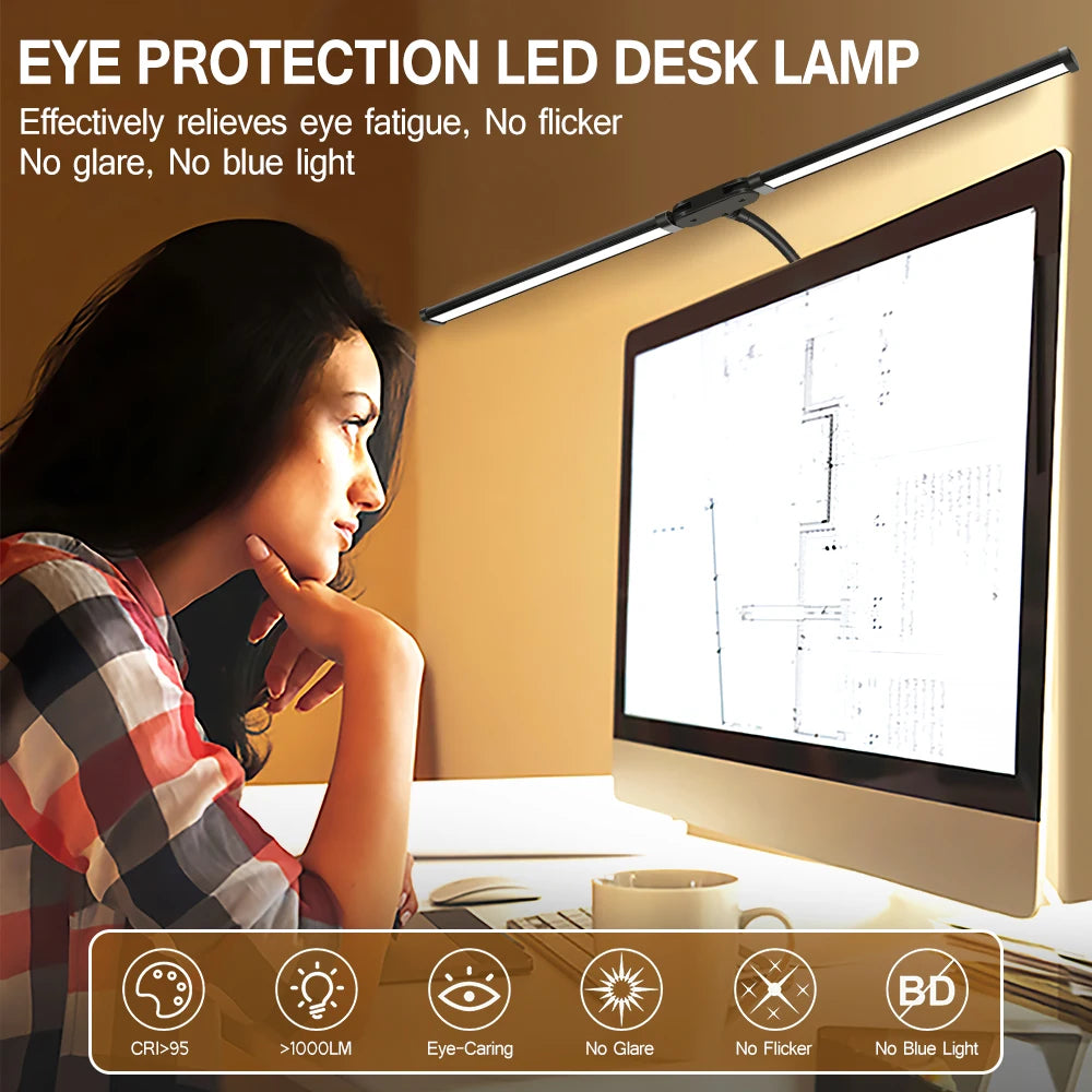 LED Desk Lamp Single Double Head with Stepless Dimming 3 Color Eye-Caring for Home Office Reading Light Adjustable Flexible Lamp